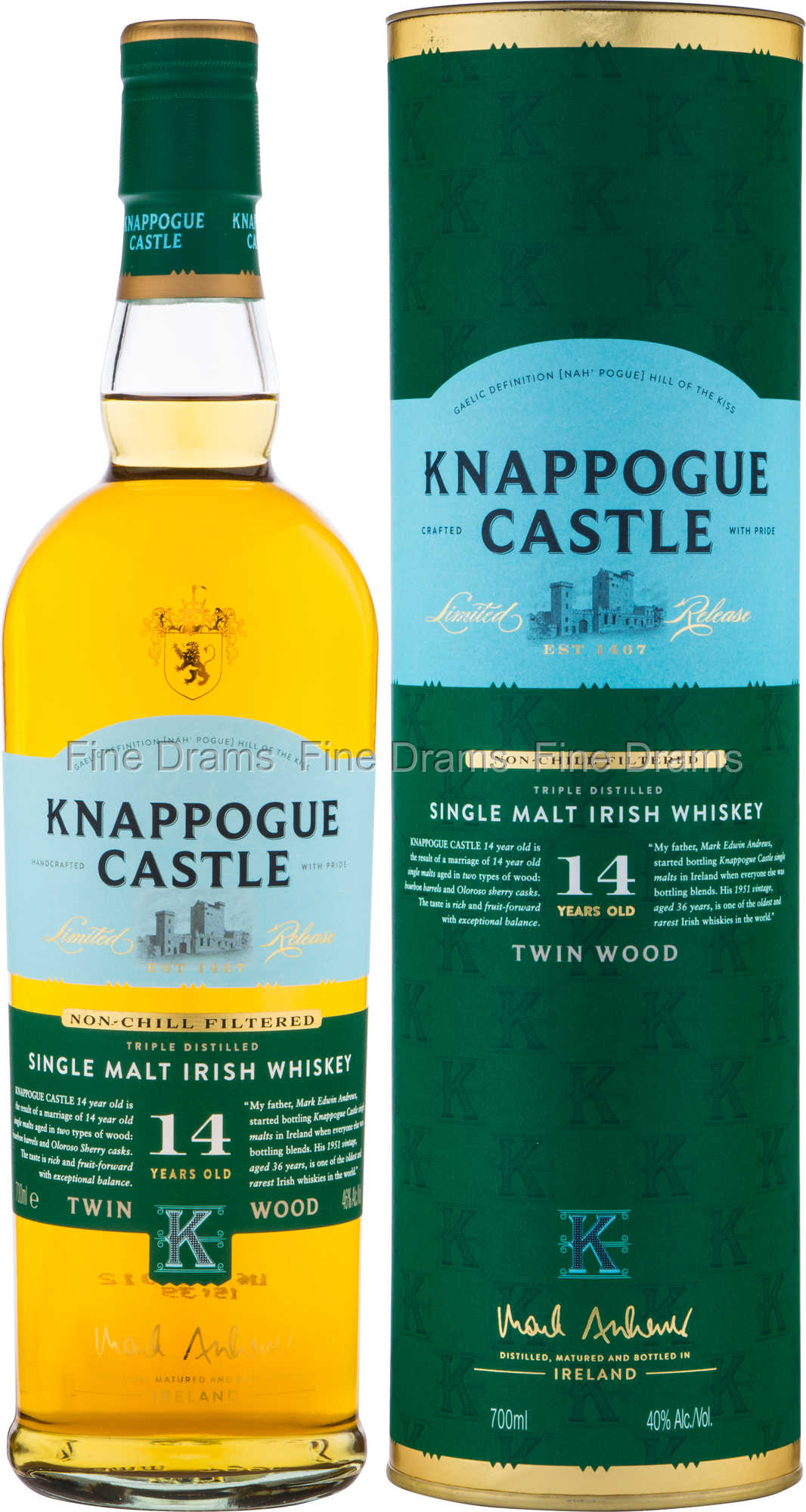 Knappogue Castle 14 Year Old Twin Wood Irish Single Malt Whiskey