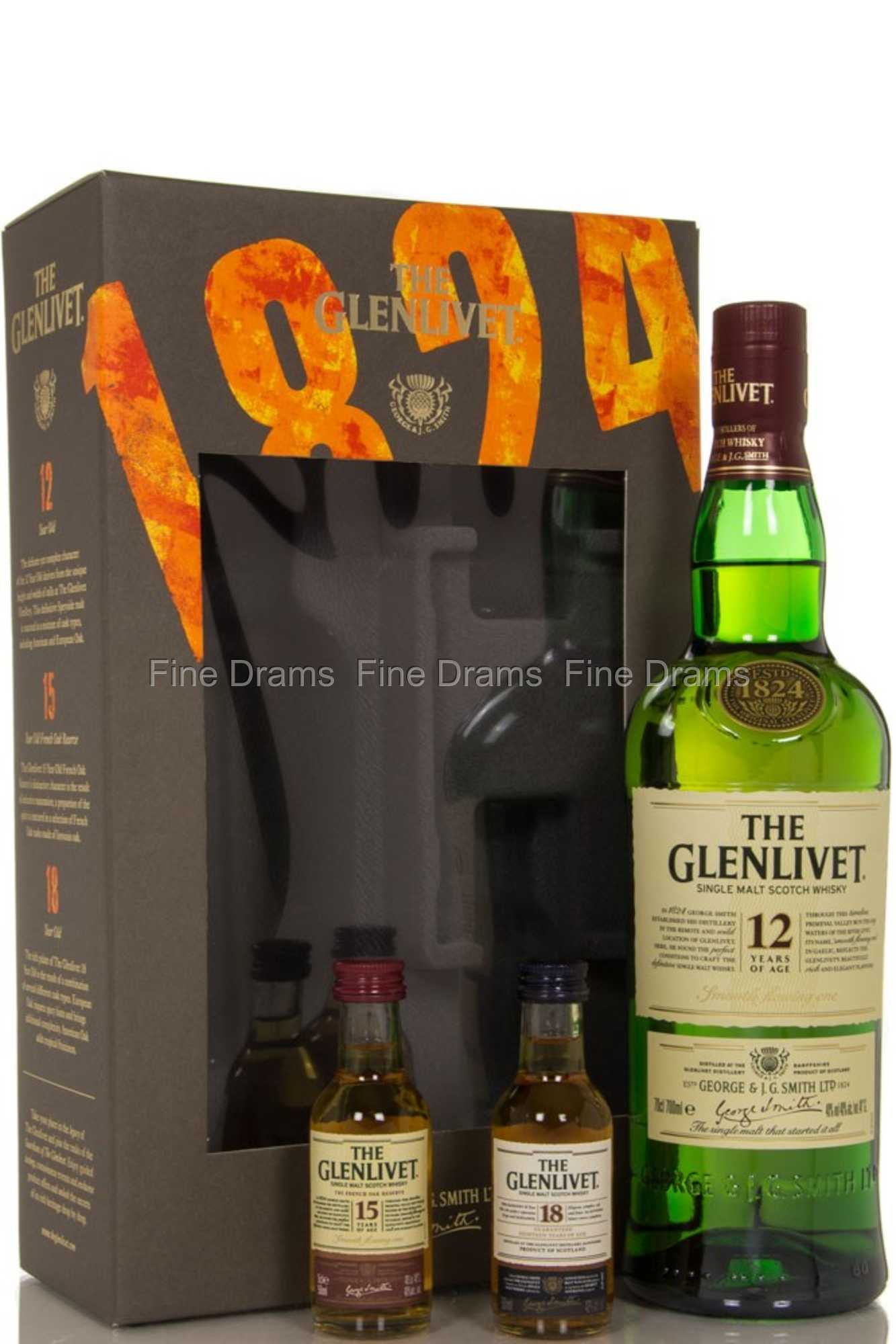 Glenlivet 12 Year Old Gift Pack / 2 Miniatures Single Malt Whisky