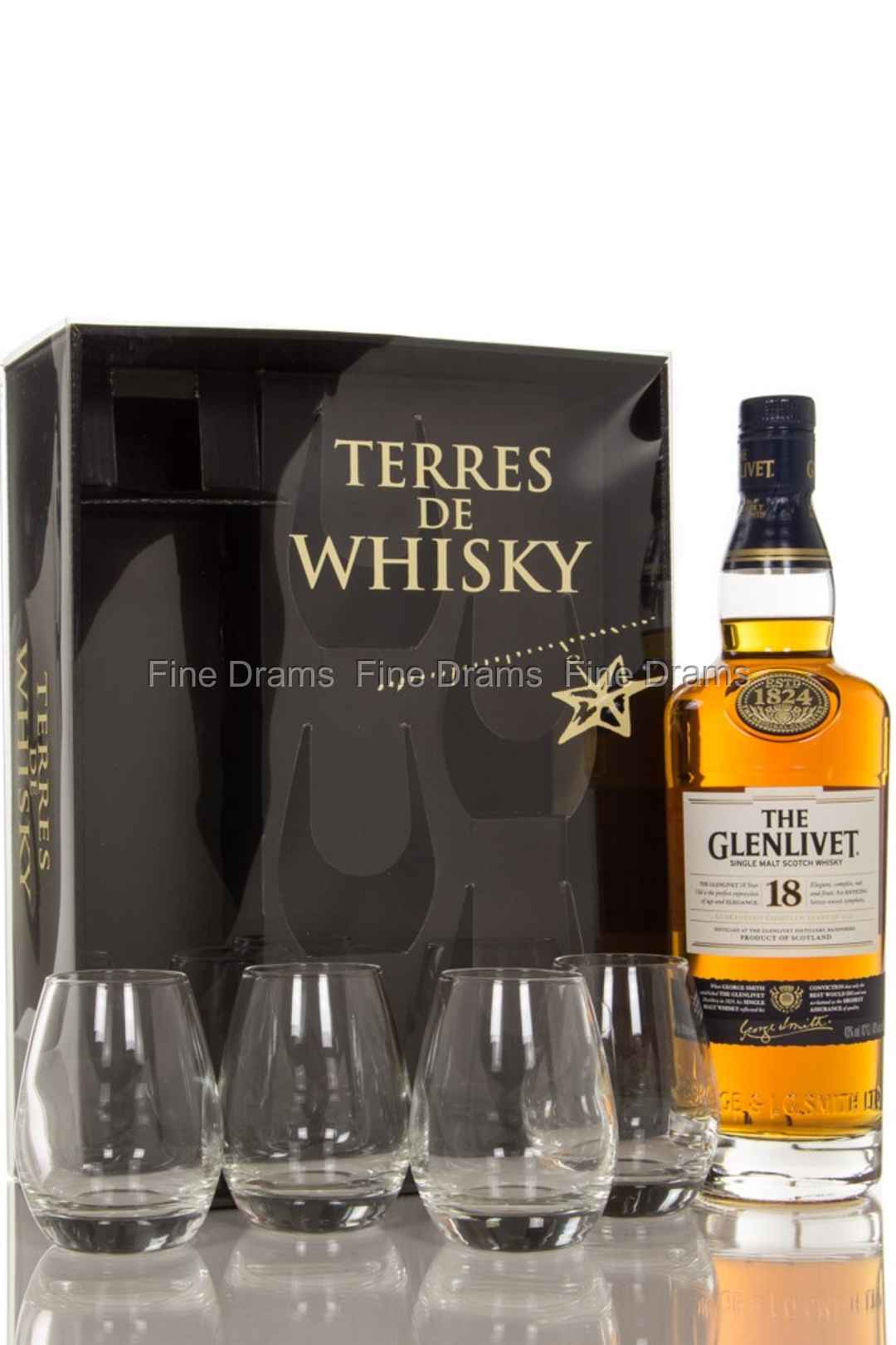 Glenlivet 18 Year Old Gift Pack / 4 Glasses Single Malt Whisky