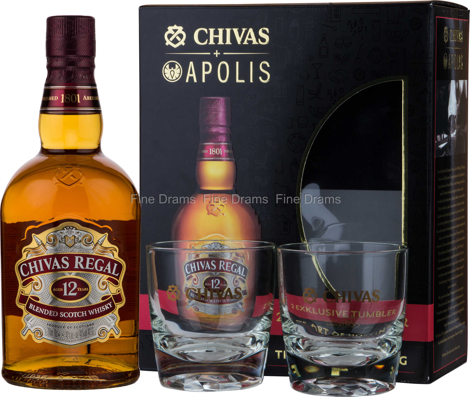 Chivas Regal 12 Year Old Whisky Gift Pack - 2 Glasses