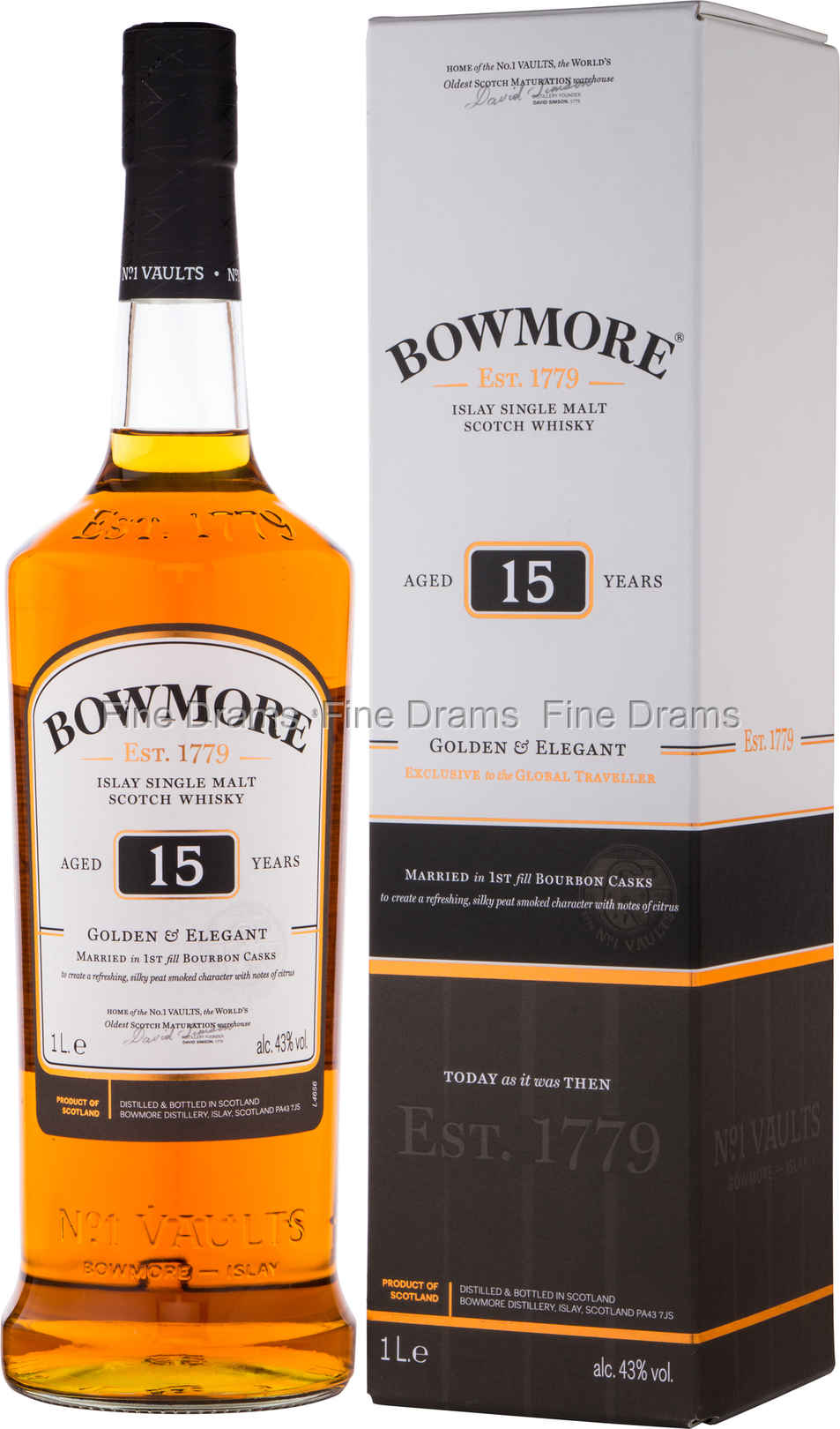 Bowmore 15 Year Old Golden & Elegant (1 Liter) 100 cl, 43%