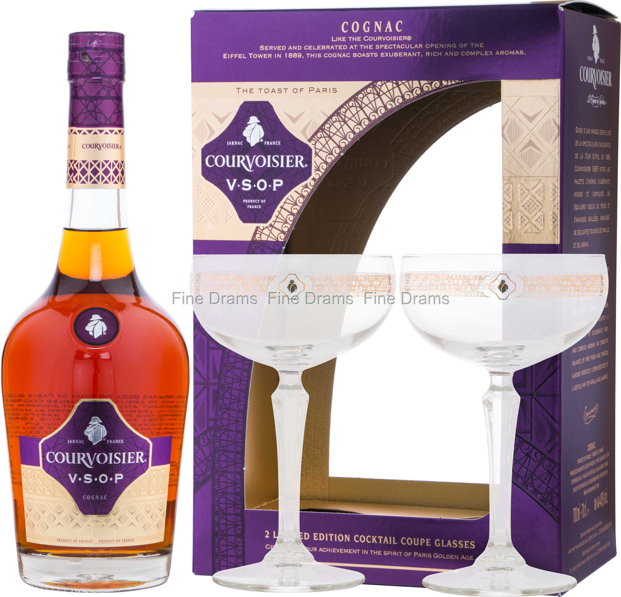 VSOP Courvoisier Cognac - Pack Cocktail 2 Coupe Glasses Gift