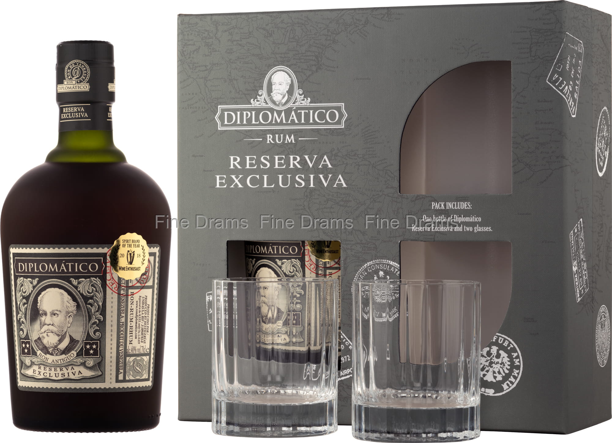 diplomatico exclusiva rum gift pack 2 glasses