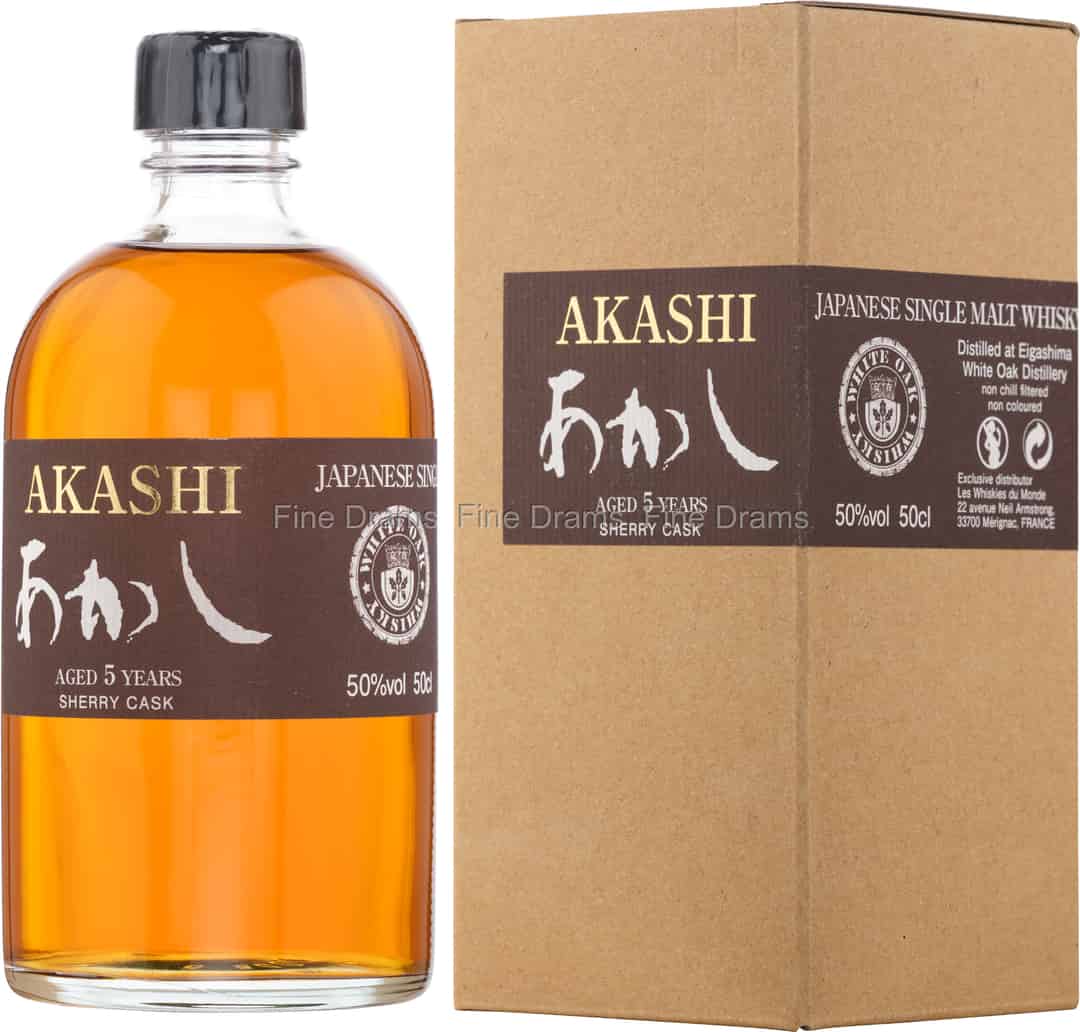 White Oak AKASHI 5 Years Old Single Malt Whisky SHERRY CASK 50% Vol. 0,5l in Giftbox